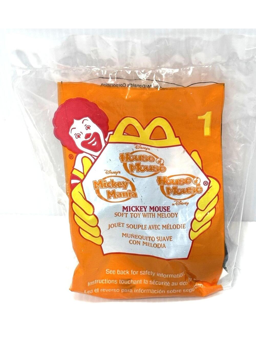Disney House of Mouse Mickey Mania McDonald’s Happy Meal Toy #1 Plush Sealed